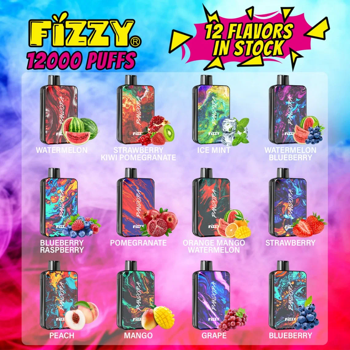 Fizzy Pandora 12000 Engångs Vape 12K Puffs 20ML EU Warehouse Smaklista Fizzy Pandora 12000 Engångs Vape 12K Puffs 20ML EU Warehouse Smaklista
