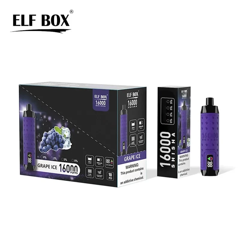 GRAPE ICE ELF BOX SHISHA 16000 Vape usa e getta 16K Puffs 28ML Hookah11 GRAPE ICE ELF BOX SHISHA 16000 Vape usa e getta 16K Puffs 28ML Narghilè #11