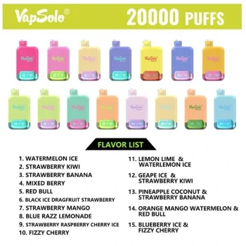VapSolo Twins 20000 Disposable Vape 20K Puffs 26ML EU Warehouse Flavor List